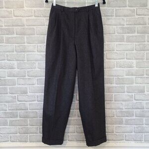 Vintage Ralph Lauren Pants Gray Worsted Wool High Waisted Pleated Cuffed 8P USA